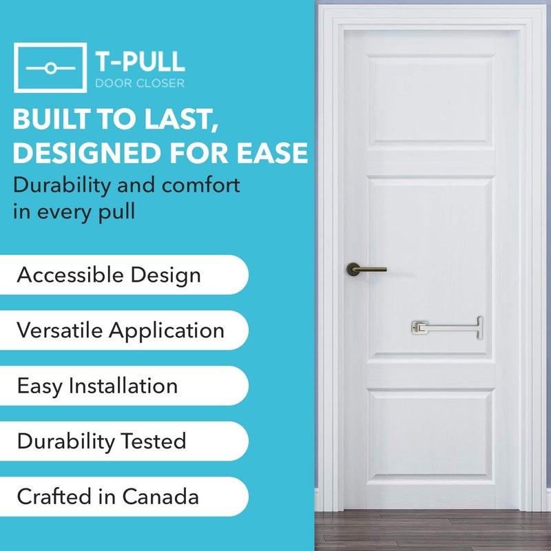 T-PULL Manual Door Closer for Wheelchair Users - Canadian Made Accessibility Aid - Swivel Design for Interior/Exterior Doors (White ABS) - Image 4